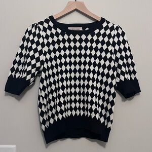 Philosophy Harlequin Diamond Short Sleeve Pullover Knit Small